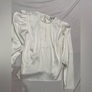 Key hole white satin blouse